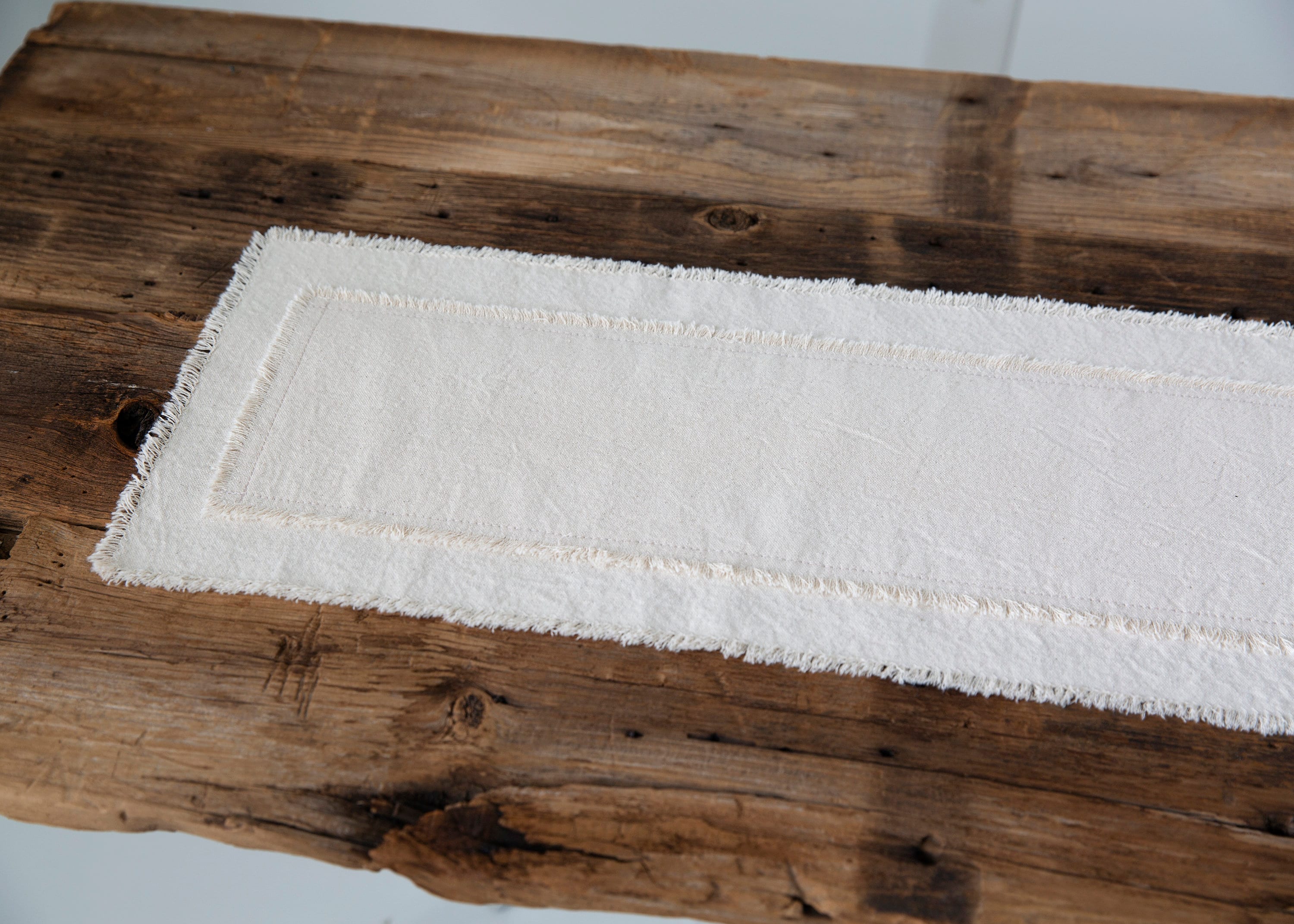Rustic Table Runner|frayed Edges|small Handmade Farmhouse Table Runner|holiday Runner|gift For Her,neutral Sandy Beige