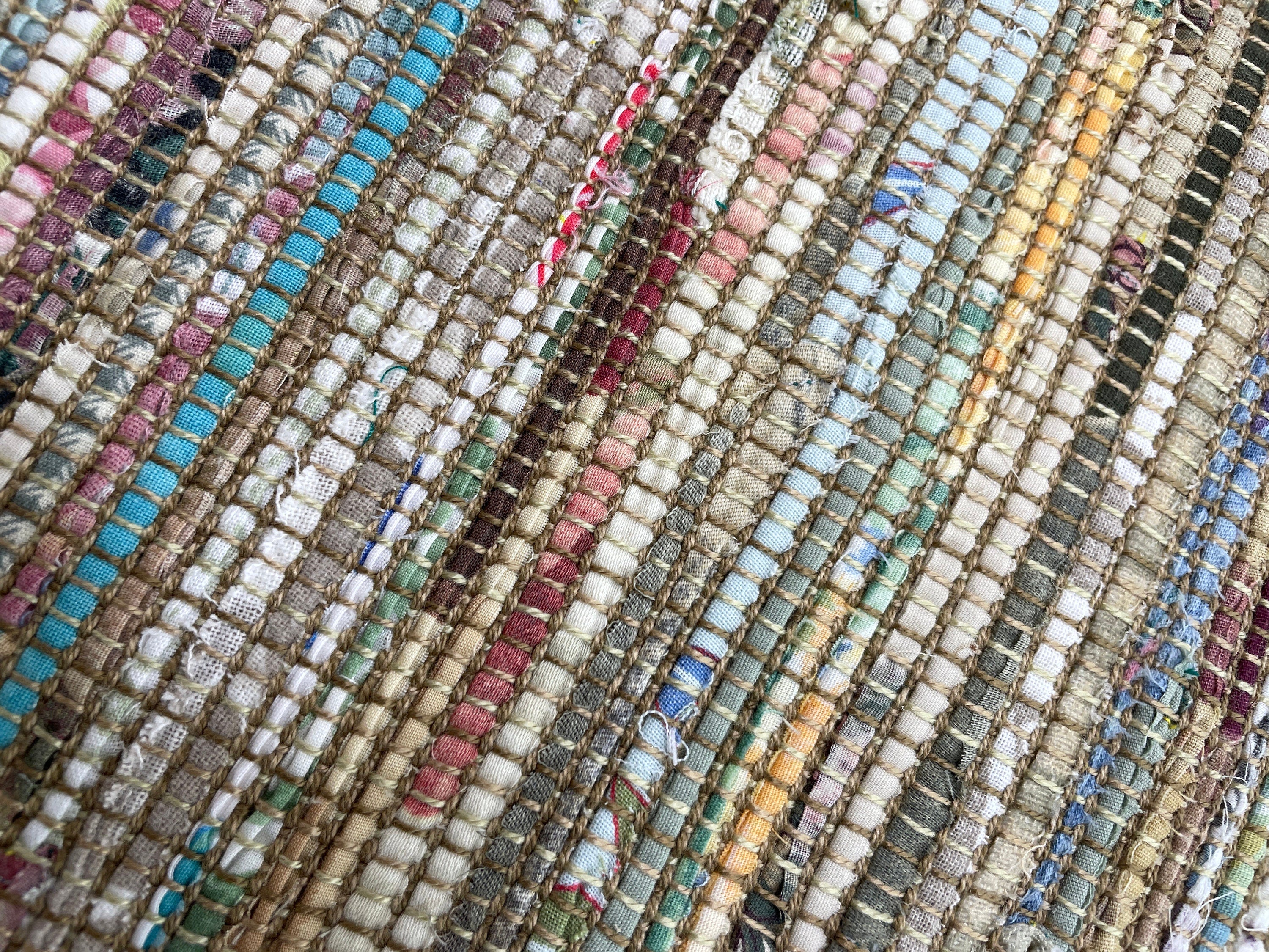 13" Wide Table Runner In Ivory Based Warm Earth Tones,handwoven Using Upcycled, Eco Friendly Fabrics. Many Length Options. Tariff Exempt.