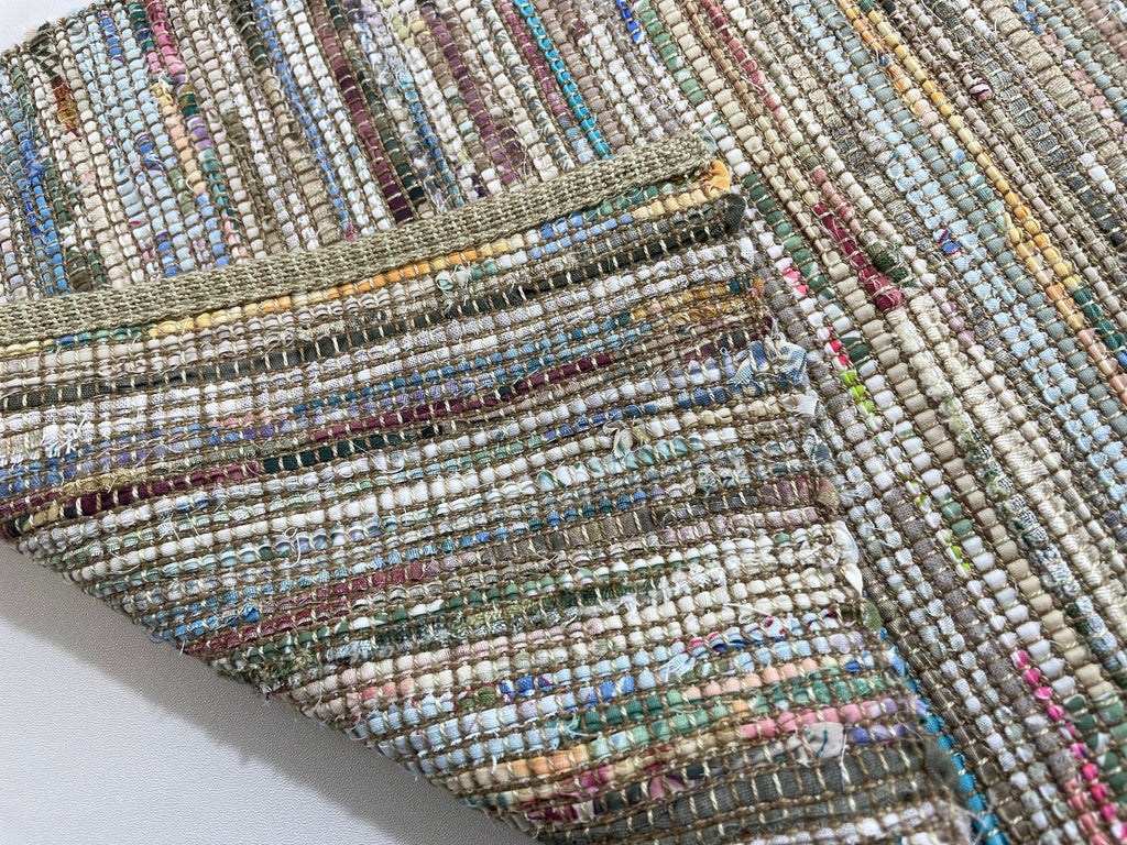 13" Wide Table Runner In Ivory Based Warm Earth Tones,handwoven Using Upcycled, Eco Friendly Fabrics. Many Length Options. Tariff Exempt.