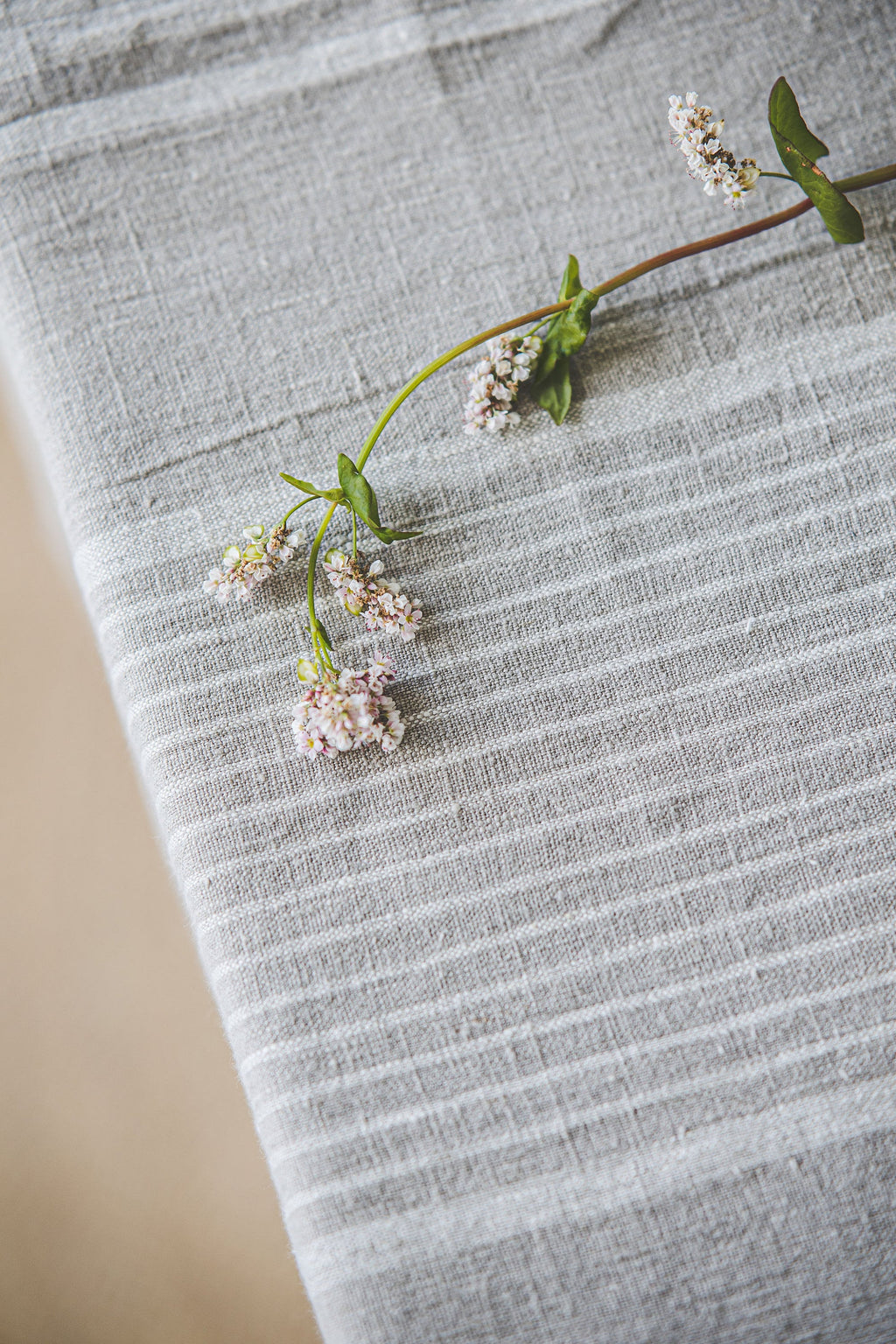 French Style Linen Table Runner, Striped Linen Table Runner, Heavyweight Natural Linen Table Runner, Handmade Washed Linen Table Runner.