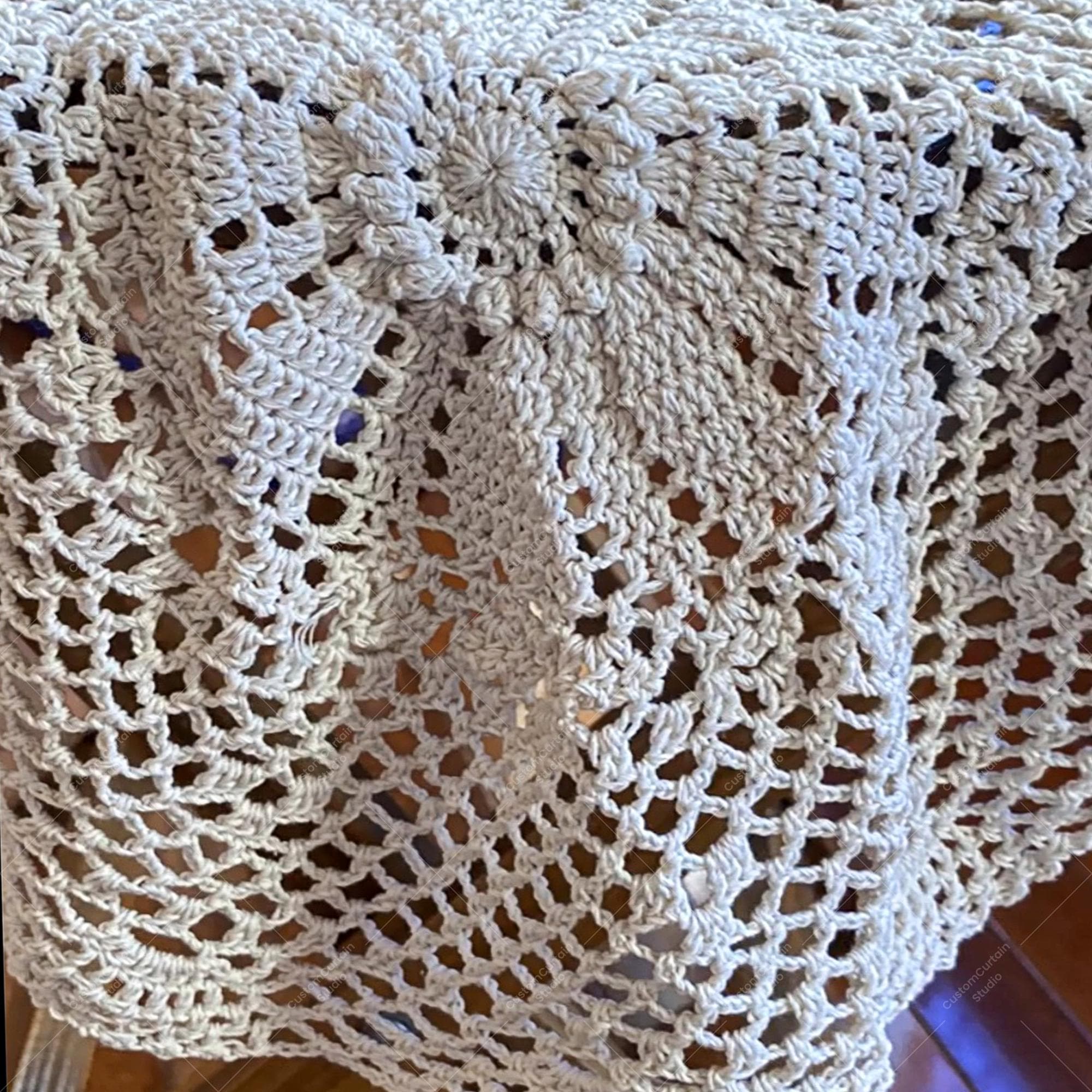 Handmade Crochet Cotton Table Runner: Vintage Scalloped Edge Decor