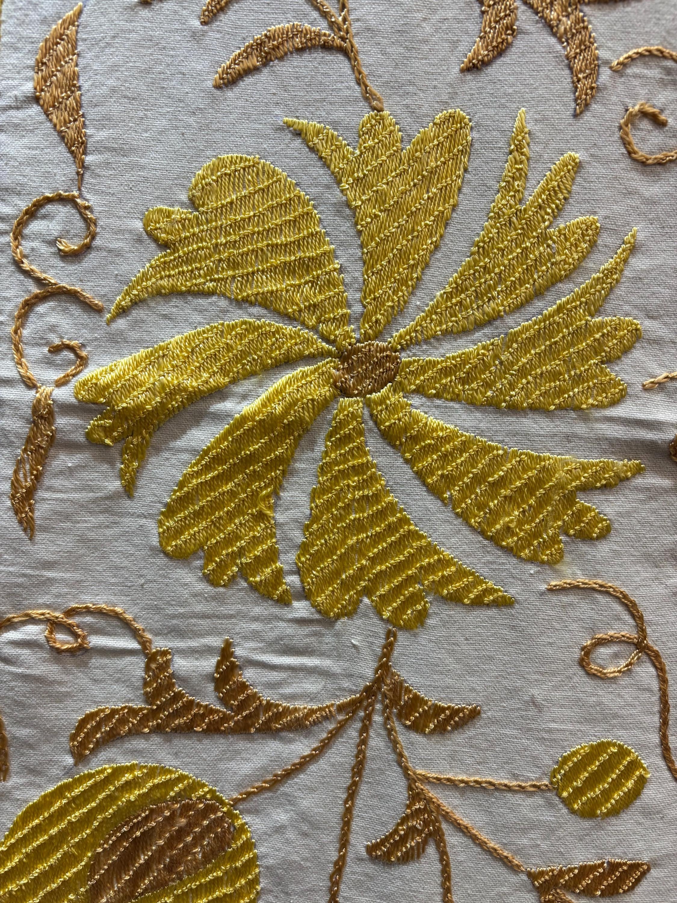 Hand Embroidered Table Runner – Traditional Design On Natural Fabric