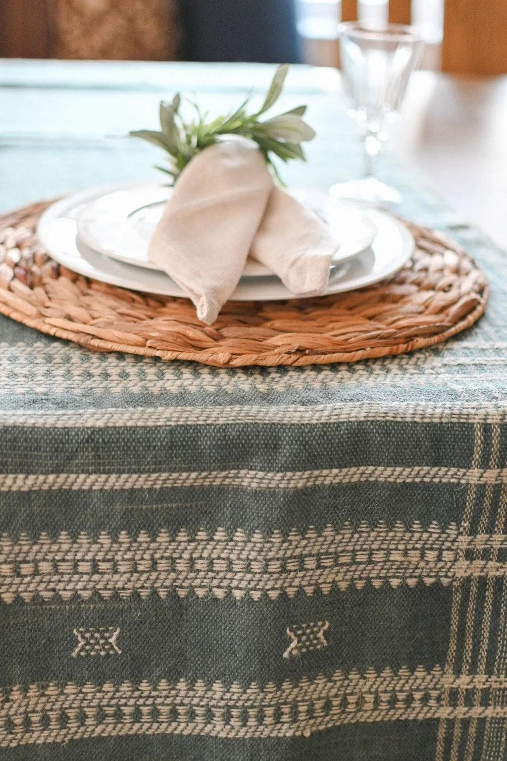 Embroidered Bhujodi Table Runner | Handmade Woven Farmhouse Linens | Weddings & Boho Decor
