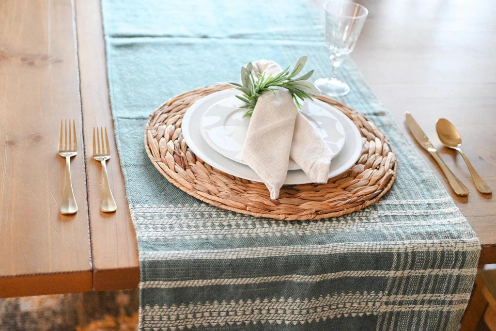 Embroidered Bhujodi Table Runner | Handmade Woven Farmhouse Linens | Weddings & Boho Decor