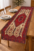 Woven Cotton Aztec Runner, Tribal Boho Table Decor, Neutral Farmhouse Accent