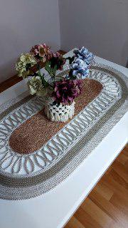 Handmade Tress-cord Table Runner | Modern Kitchen & Dining Decor | Unique Housewarming Gift | 100x40cm Home Accent