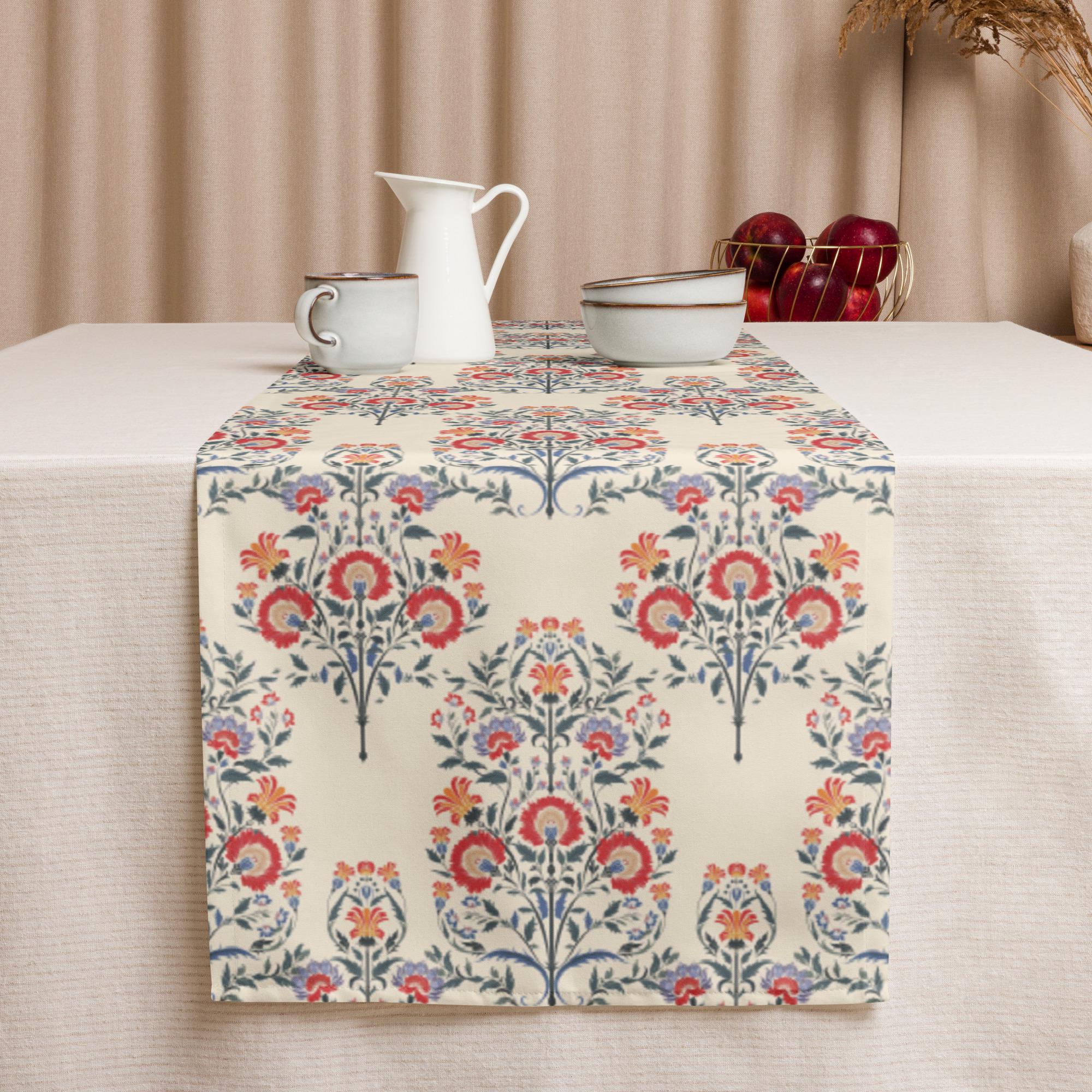 Vintage Table Runner Floral Spring Print, Home Decor, Kitchen Island Runner