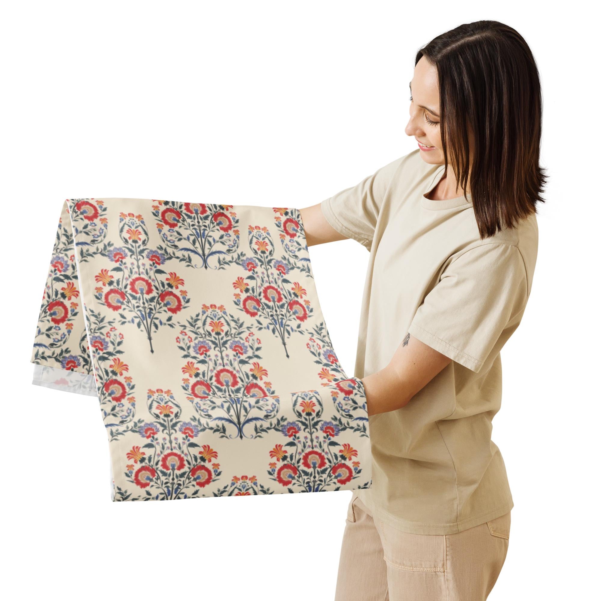 Vintage Table Runner Floral Spring Print, Home Decor, Kitchen Island Runner