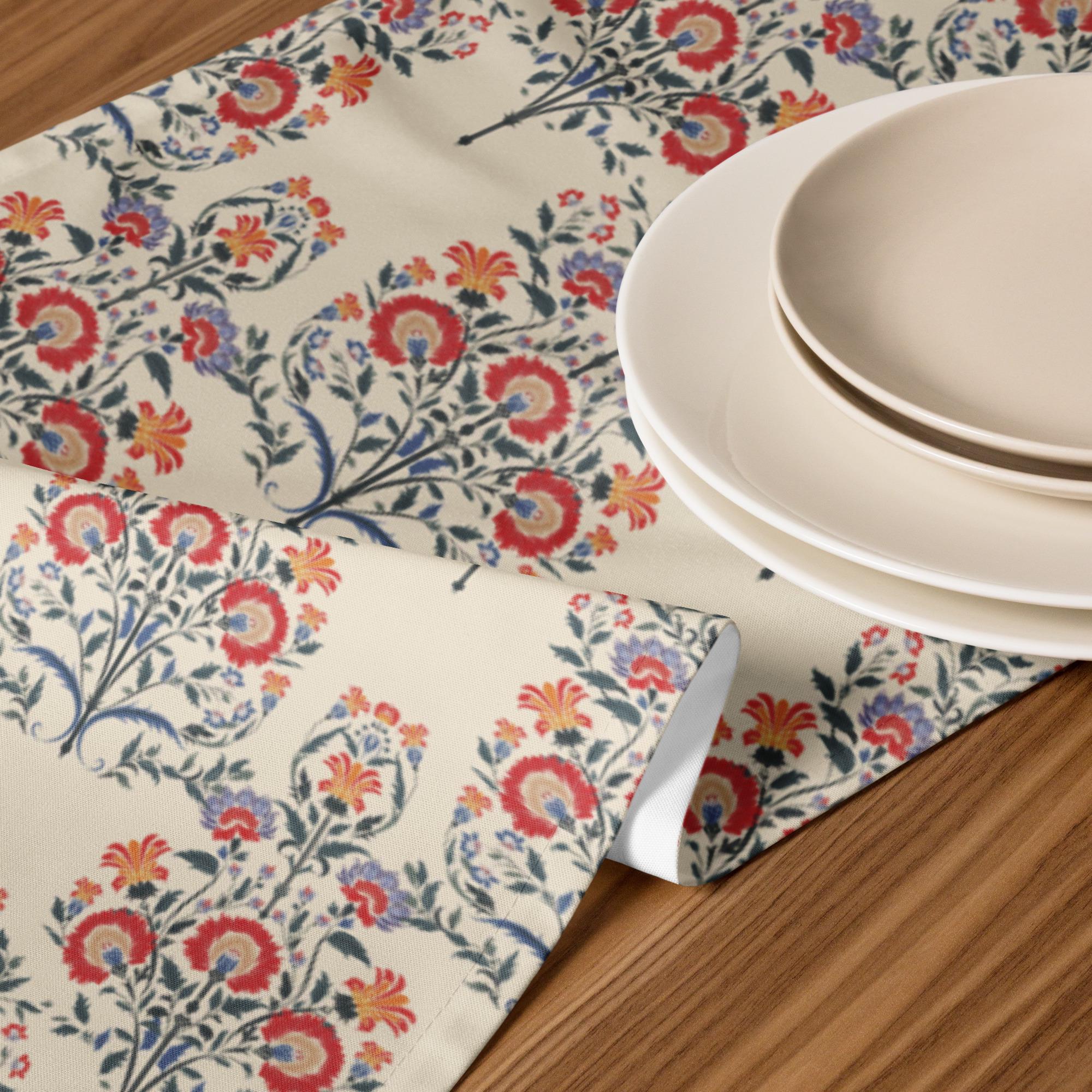 Vintage Table Runner Floral Spring Print, Home Decor, Kitchen Island Runner