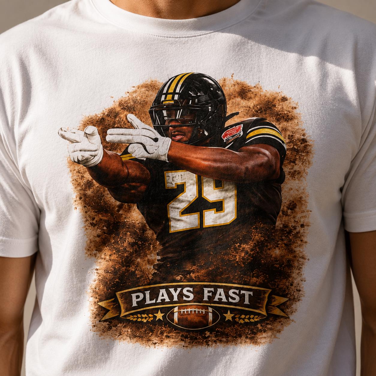 29 Football Shirt, Plays Fast Graphic Tee, American Football Fan Gift, Vintage Sports T-Shirt, Game Day Athletic Tee for Men